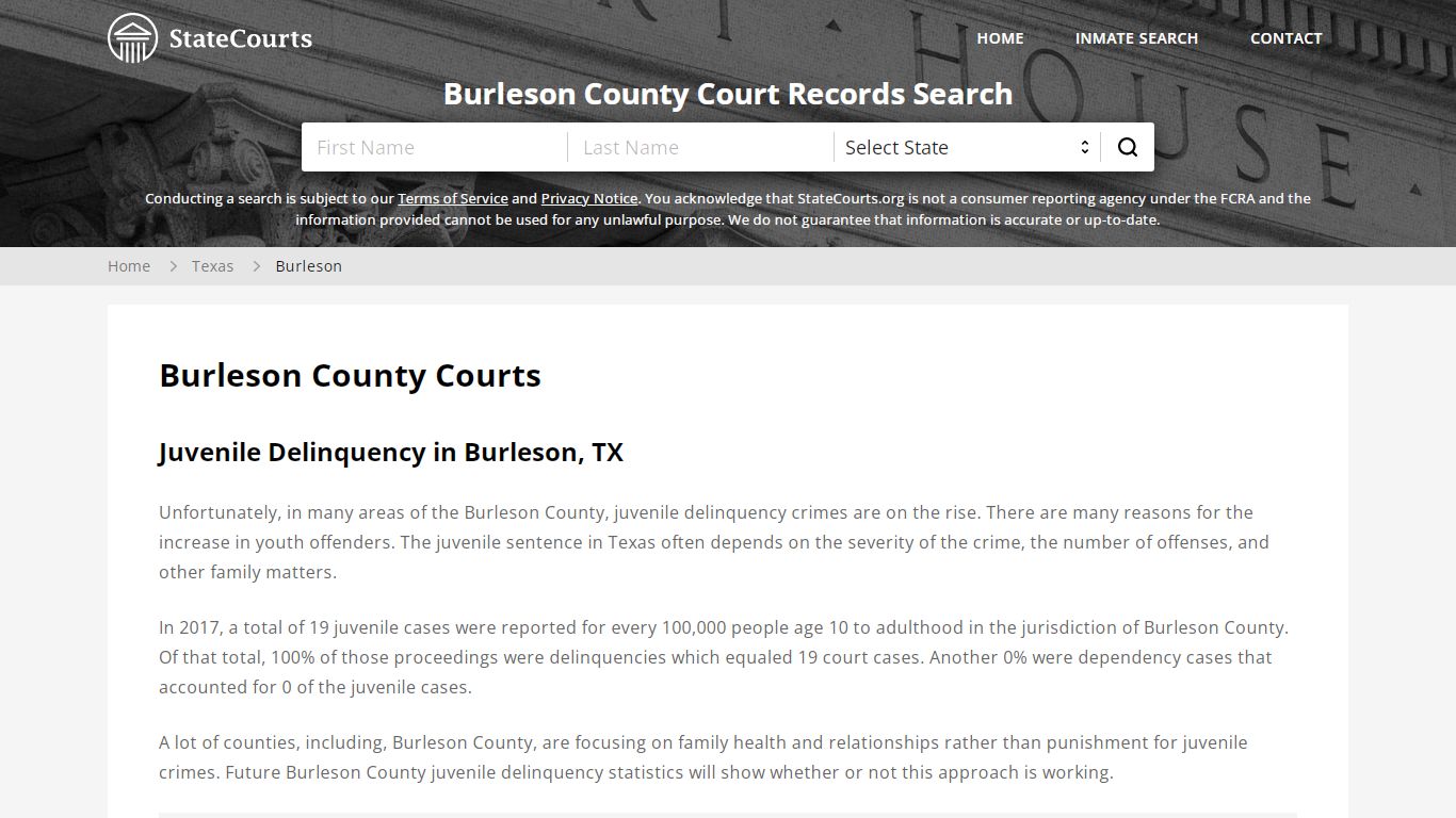 Burleson County, TX Courts - Records & Cases - StateCourts